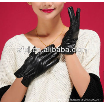 Chicas negro lindo arco barato falso guantes de cuero